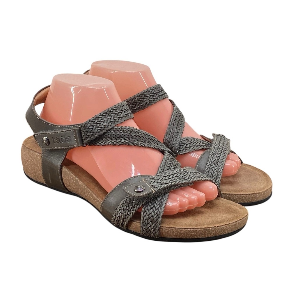 Taos Trulie Sandals US Size 11-11.5 EU 42 Dark Gray Woven Leather Arch Support - Picture 3 of 7